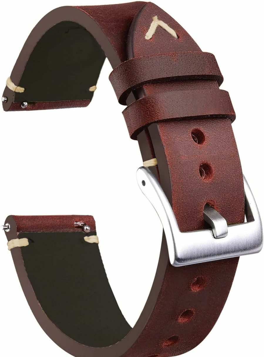 New Niziruoup Leather Watch Bands Quick Release Top Grain Leather Watch Strap 19Mm 20Mm 21Mm 22Mm Universal Vintage Crazy Horse Oiled Handmade Genuine Leather Strap Replacement Band For Men Women