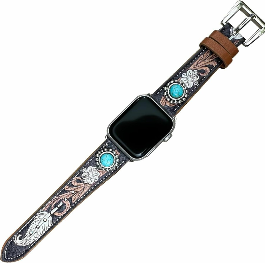 Clearance Wonderent Western Watchband For Apple Watch Size 38Mm, 40Mm, 41Mm, 42Mm, 44Mm, 45Mm And Series 9,8,7,6,5,4 And Se