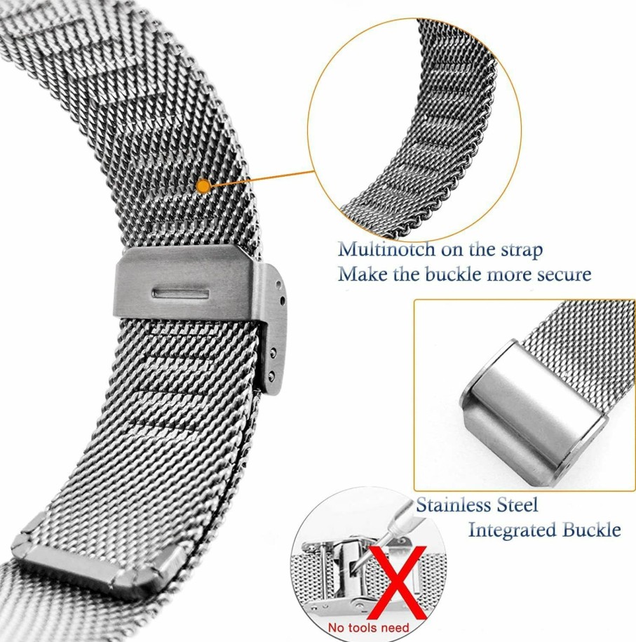 Best AMOTOFO Mesh Stainless Steel Bracelet Wrist Watch Band Strap Interlock Safety Clasp, Quick Release Mesh Watch Straps 18 20 22 Mm