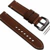 New szzijia Szzijia 22Mm Vintage Genuine Leather Replacement Brown Watch Strap Band With Black Buckle