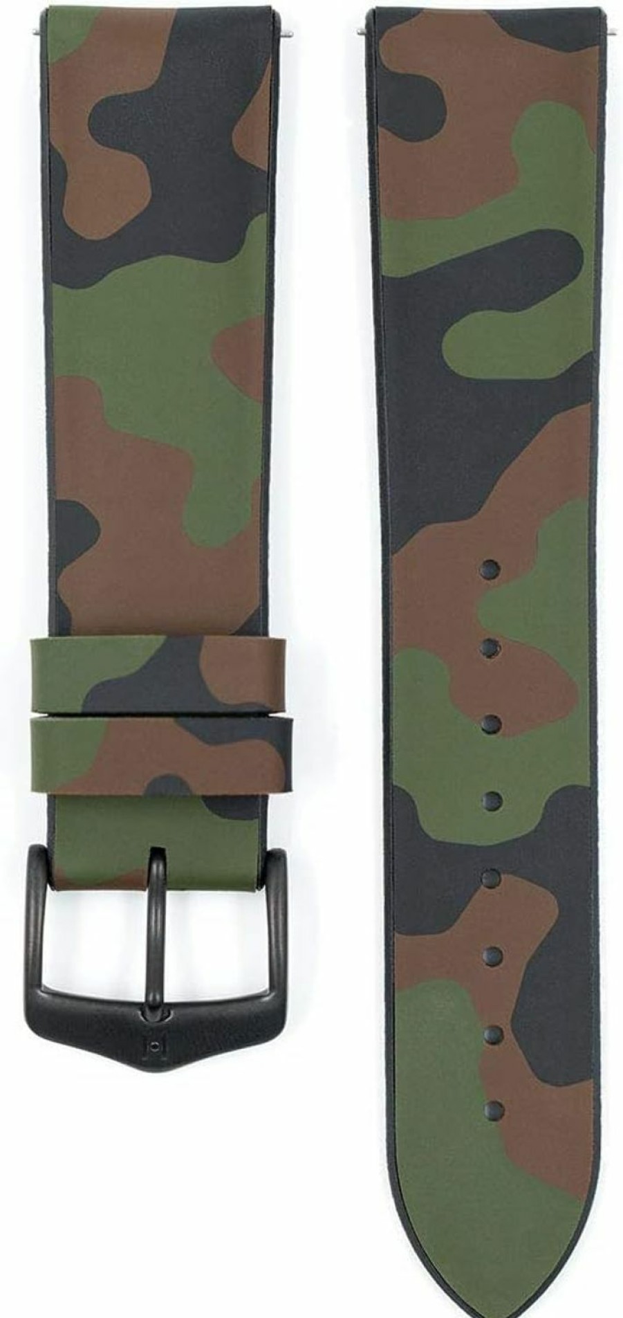 Online HIRSCH H Hirsch John Leather Watch Strap - Camo Camouflage - Caoutchouc Performance Core - Water Resistant Natural Rubber - 20Mm, 22Mm - Blue, Green, Grey - Quick Release Watch Band