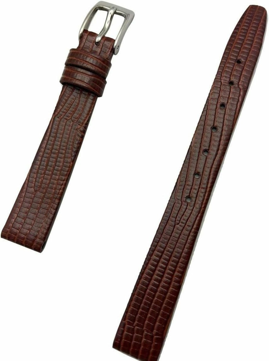 Best NewLife 12Mm Dark Brown, Genuine Leather Watchband | Tail Lizard Grain, Flat Replacement Bracelet Watchstrap That Brings New Life To Any Watch (Womens Standard Length)