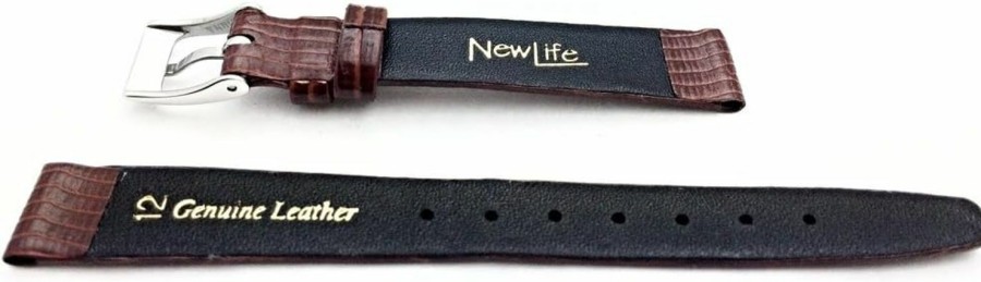 Best NewLife 12Mm Dark Brown, Genuine Leather Watchband | Tail Lizard Grain, Flat Replacement Bracelet Watchstrap That Brings New Life To Any Watch (Womens Standard Length)