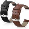 Best KALIONE Kalione 2 Pcs Leather Watch Bands, Soft Genuine Leather Replacement Watch Bands Watch Straps For Men And Women (22Mm,Black&Brown)