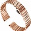 Best BINLUN Binlun Ultra Thin Mesh Stainless Steel Watch Band Light Watch Strap Polished Watch Bracelets Replacement 12Mm/14Mm/16Mm/18Mm/20Mm/22Mm For Men Women With Butterfly Buckle(Gold,16Mm)