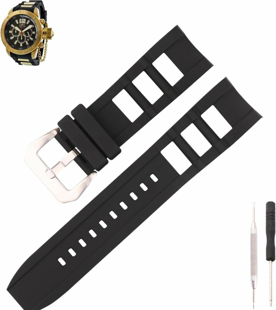 Best MMBAY Mmbay Rubber 26Mm Watch Bands Replacement Fit For Invicta Signature Ii Russian Diver 12964 12965 12966 15809 7421 7422 7424 7426 7427 7428 7429 Silicone Strap Wirstband For Men And Women Waterproof Bracelet Watch Accessories