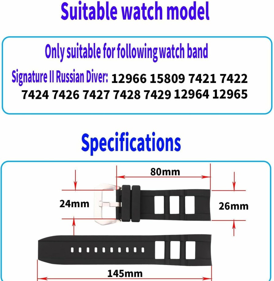 Best MMBAY Mmbay Rubber 26Mm Watch Bands Replacement Fit For Invicta Signature Ii Russian Diver 12964 12965 12966 15809 7421 7422 7424 7426 7427 7428 7429 Silicone Strap Wirstband For Men And Women Waterproof Bracelet Watch Accessories