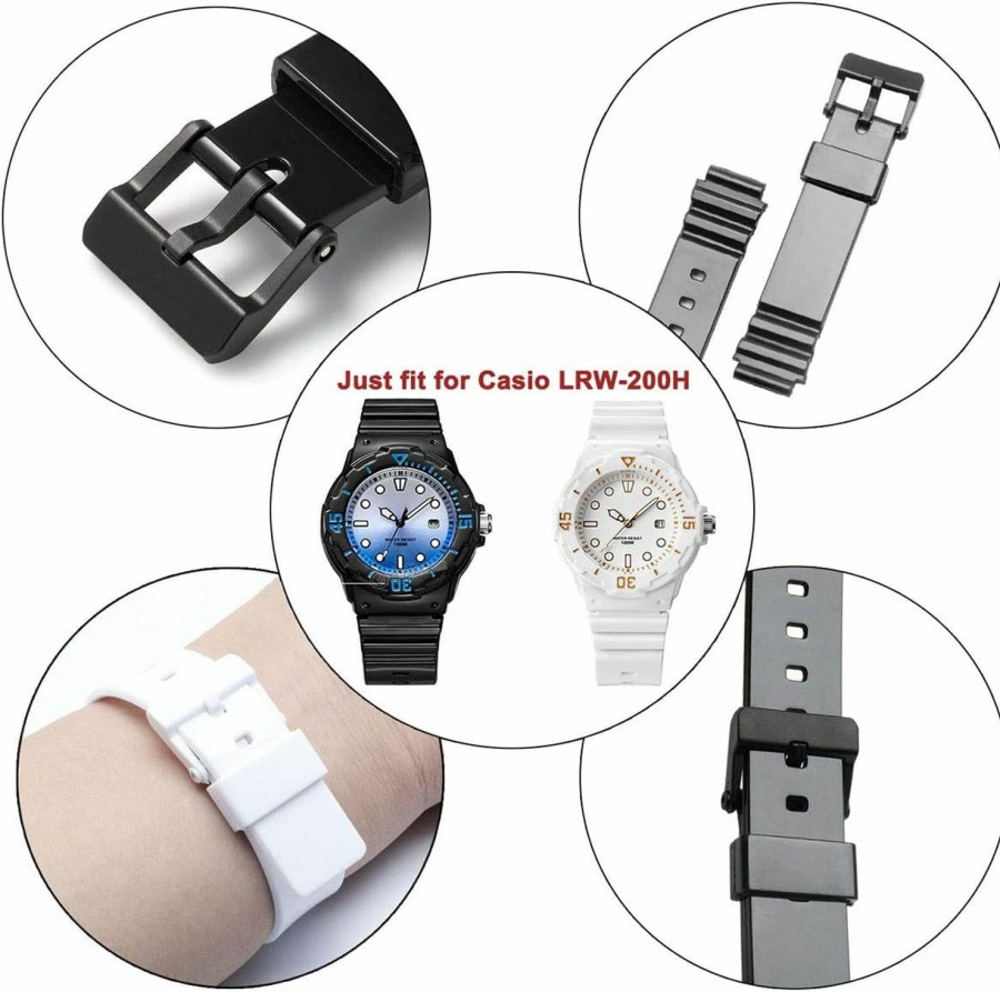 New uEmoh Waterproof Natural Resin Replacement Watch Band For Casio Women'S Lrw200H