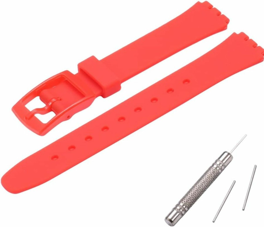 Clearance MCXGL Mcxgl Silicone Women'S Watch Band Replacement For Swatch Case Diameter 25Mm Strap Width 12Mm Swiss Quartz Watch Strap