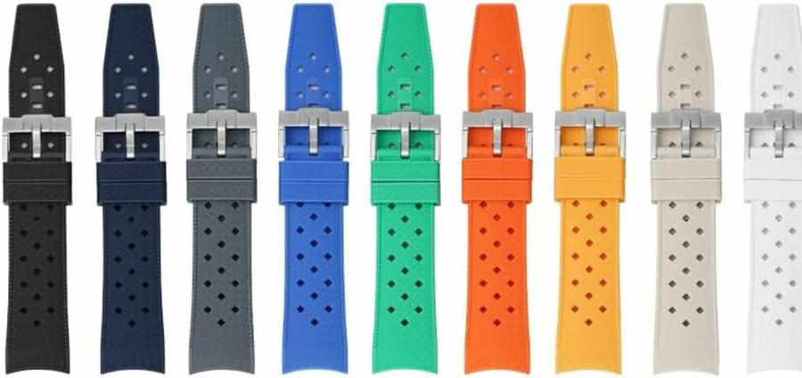 Online Generic 22Mm Curved End Tropical Rubber Band For Blancpain X Swatch, Replacement Watch Bands With Buckle For Blancpain X Swatch Tropical Style - Multiple Colors