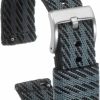 New HARFINGTON Harfington Black Grey Nylon Striped Watchband 18Mm Width Premium Nylon Strap, Soft And Comfortable Replacement Canvas Watch Band