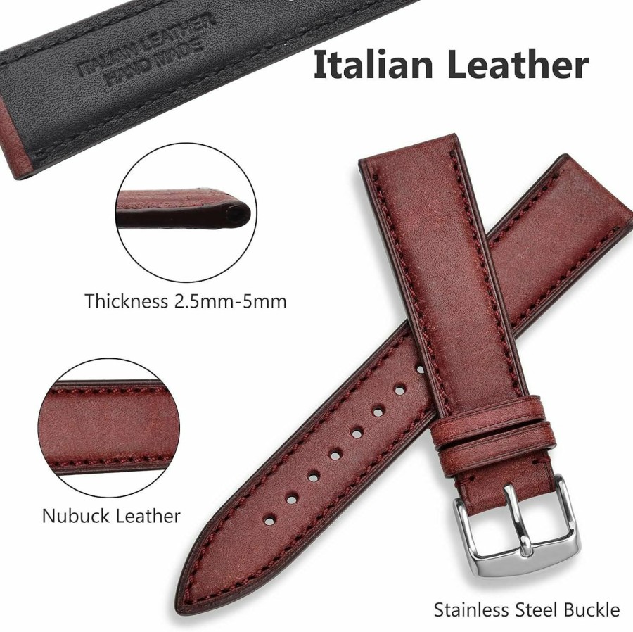 Hot WOCCI Wocci Nubuck Watch Bands With Stainless Steel Buckle, Italian Leather Replacement Watch Straps 14Mm 18Mm 20Mm 22Mm