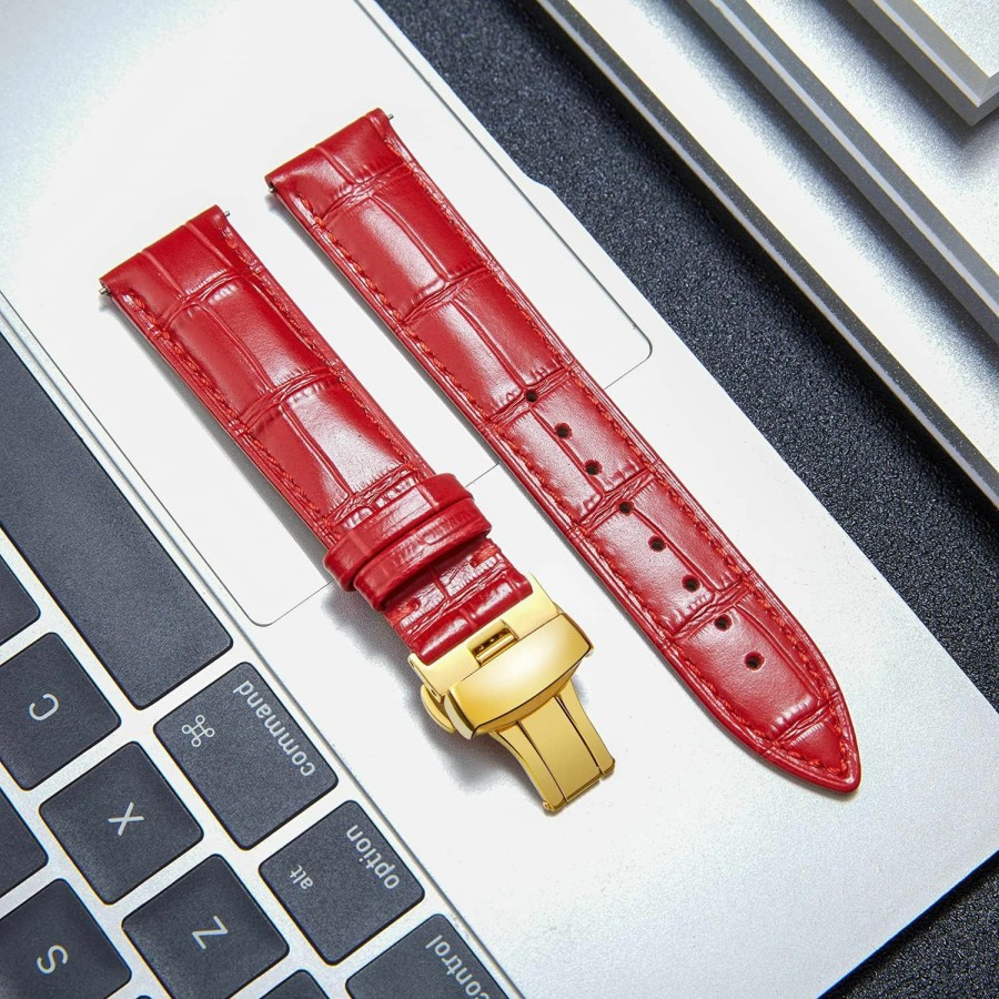 Wholesale BINLUN Binlun Leather Watch Strap Quick Release Strap With Gold Butterfly Deployment Buckle 12Mm 13Mm 14Mm 16Mm 17Mm 18Mm 19Mm 20Mm 21Mm 22Mm 23Mm 24Mm Watch Band For Men Women