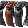 New Strapseeker Strapseeker Troy Hybrid Performance Leather & Fkm Rubber Watch Strap With Silver Butterfly Clasp- Premium Quality Wristwatch Band For Men & Women- Replacement Watch Bands Casual, Formal, Sports - Colors: Black & Brown Sizes: 19Mm, 20Mm, 21Mm, 22Mm