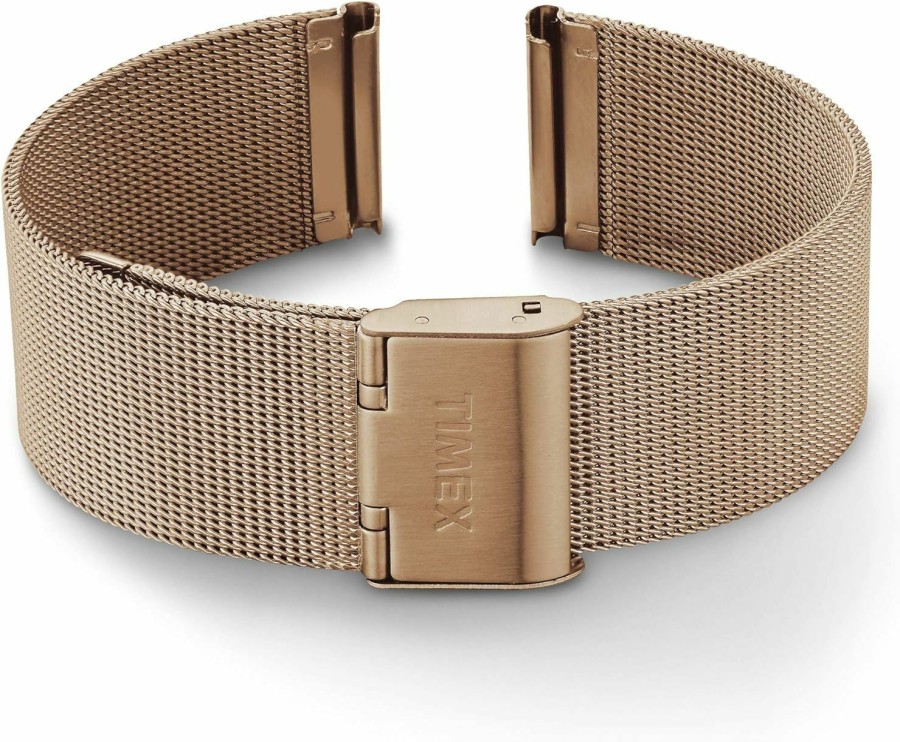 Clearance Timex Timex 20Mm Stainless Steel Mesh Bracelet Rose Gold-Tone With Self-Adjust Clasp