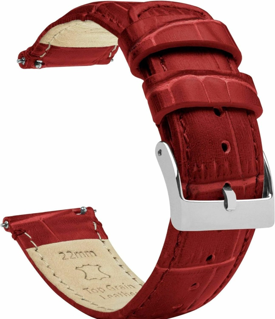 Hot BARTON WATCH BANDS 14Mm Crimson Red - Barton Alligator Grain - Quick Release Leather Watch Bands