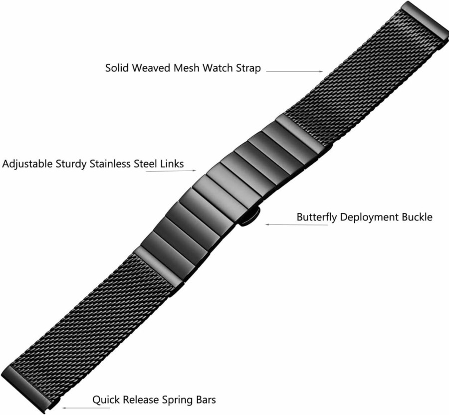 Wholesale SINAIKE Mesh Stainless Steel Watch Band Delicate Solid Quick Release Watch Bands Strap Metal Brushed Silver Matte Black For Men Women 18Mm 20Mm 22Mm 24Mm