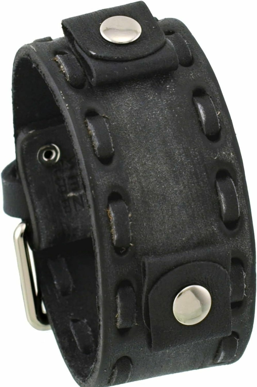 Hot Nemesis Nemesis #Vsb-K Washed Out Faded Dark Gray 20Mm Lug Width Wide Leather Cuff Watch Band