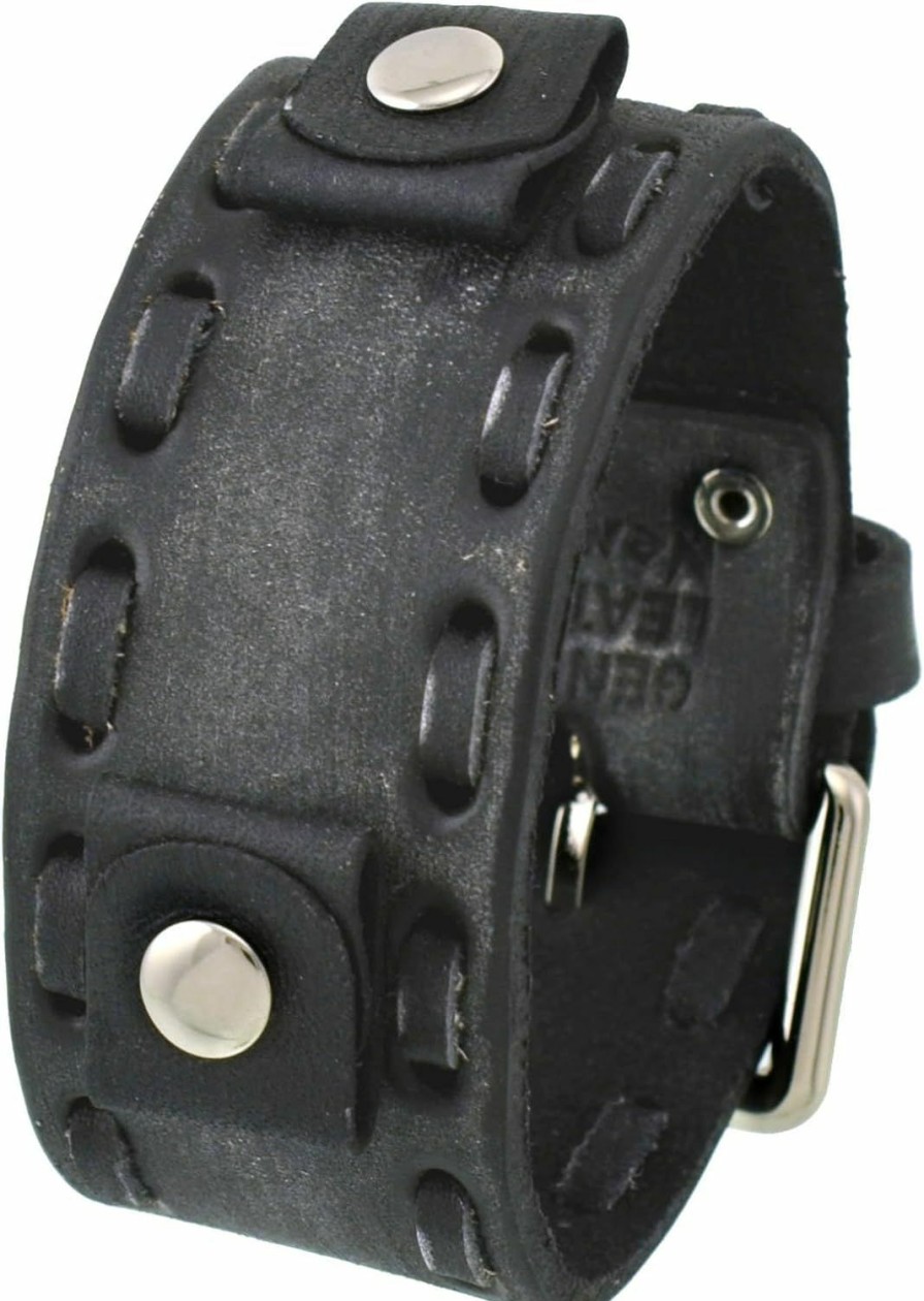 Hot Nemesis Nemesis #Vsb-K Washed Out Faded Dark Gray 20Mm Lug Width Wide Leather Cuff Watch Band