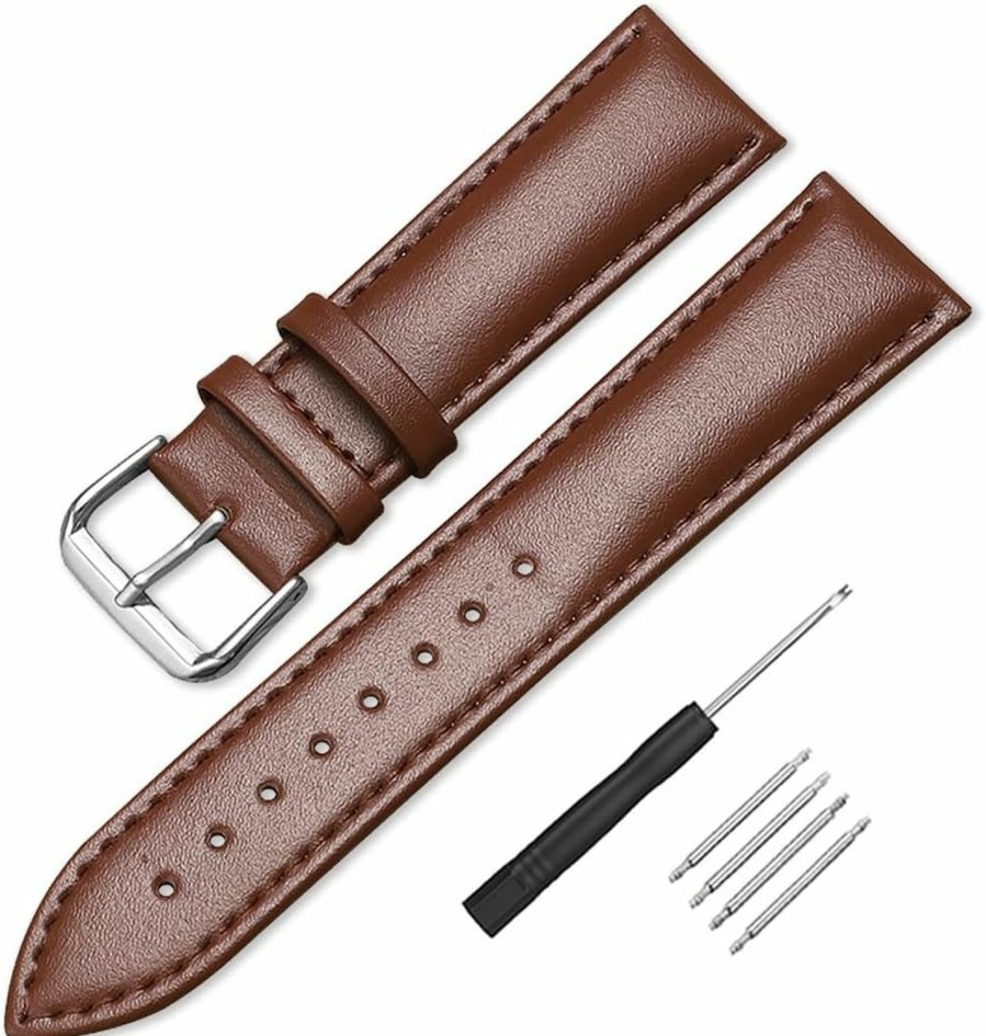 Wholesale Narako Leather Watch Bands Genuine Calf Leather Replacement Watch Straps With Stainless Steel Buckle 12Mm 14Mm 16Mm 18Mm 20Mm 22Mm 24Mm For Men And Women