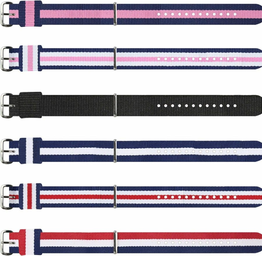 Online MCXGL 6-Piece Multi-Color Four-Size Nylon Strap Washable Watch Band For Men And Women (12Mm 16Mm 18Mm 20Mm)