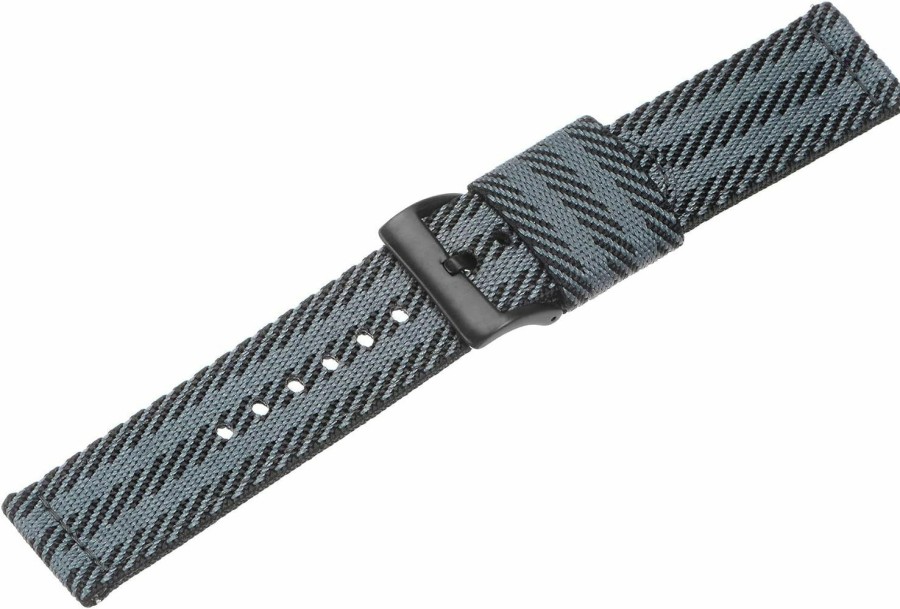 New HARFINGTON Harfington Black Grey Nylon Striped Watchband 24Mm Width Premium Nylon Strap For Men, Soft Comfortable Replacement Canvas Watch Band