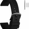 New BERNY Berny Silicone Watch Bands Soft Rubber Waterproof Replacement Watch Straps With Stainless Steel Buckle Silver And Black Colors To Choose - 22Mm For Men And Women