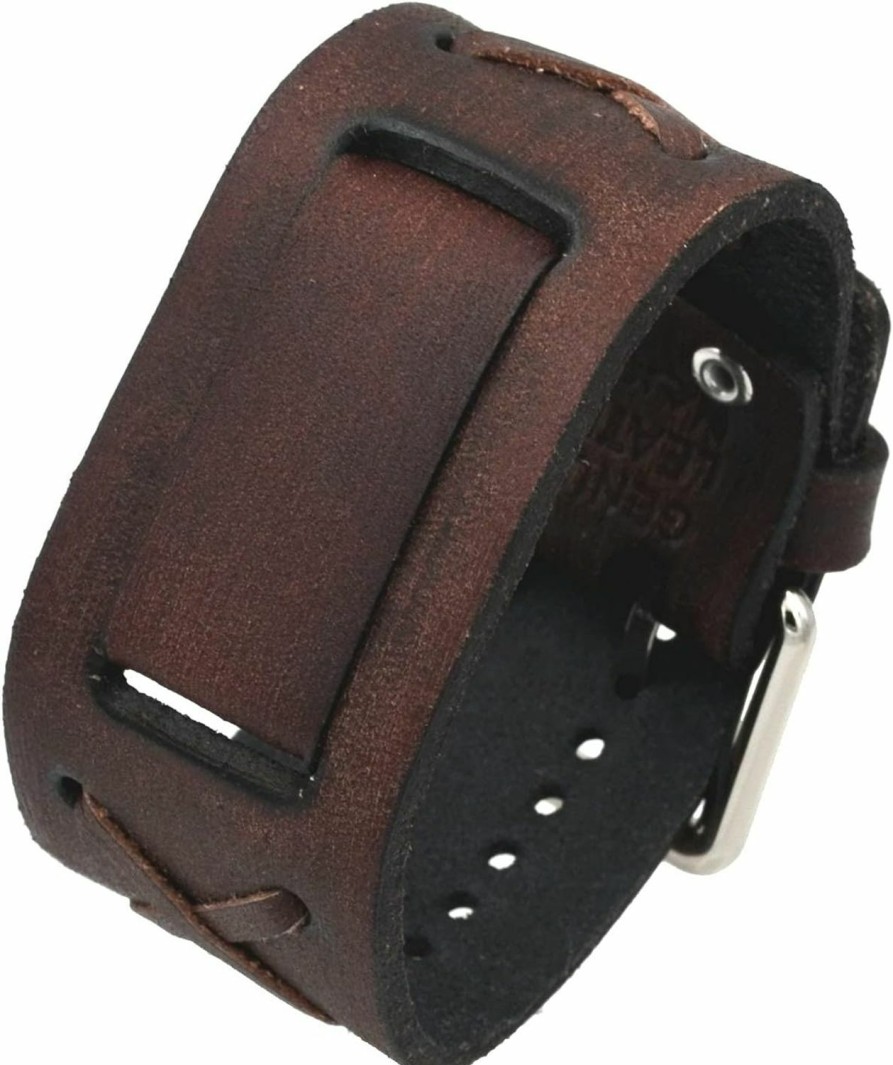 New Nemesis Nemesis #Bfxbb Vintage Charcoal Brown Criss Cross Wide Leather Cuff Watch Wrist Band