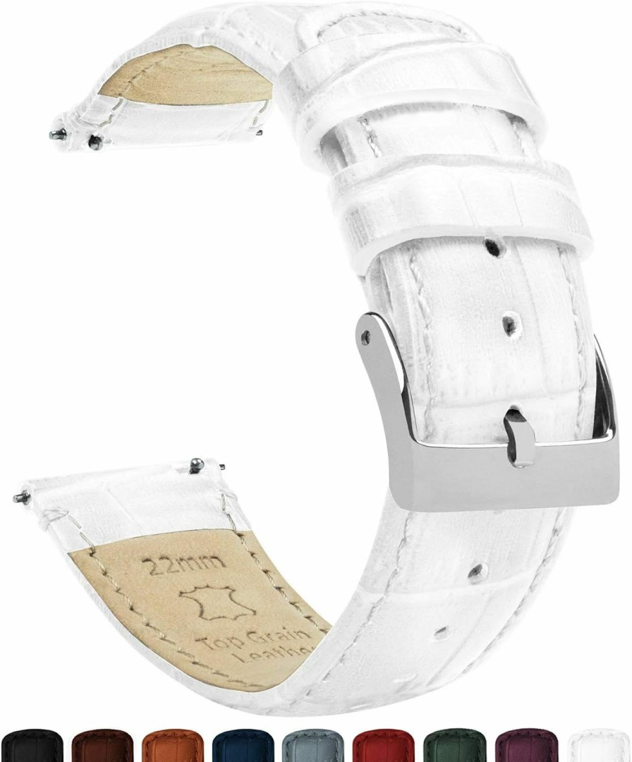 Wholesale BARTON WATCH BANDS 14Mm White - Barton Alligator Grain - Quick Release Leather Watch Bands