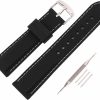 Best MMBAY Anti-Sweat Black Rubber Silicone Watch Band 18Mm 20Mm 22Mm 24Mm 26Mm Sporty Wristband Watch Strap Accessories Match All Watches For Men Women