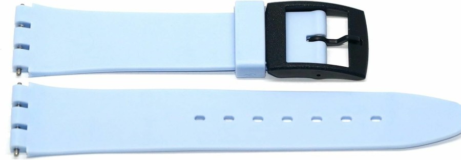 Hot Cuir De Lyon 17Mm Baby Blue Resin Rubber Watch Band Fits Standard Swatch Watch