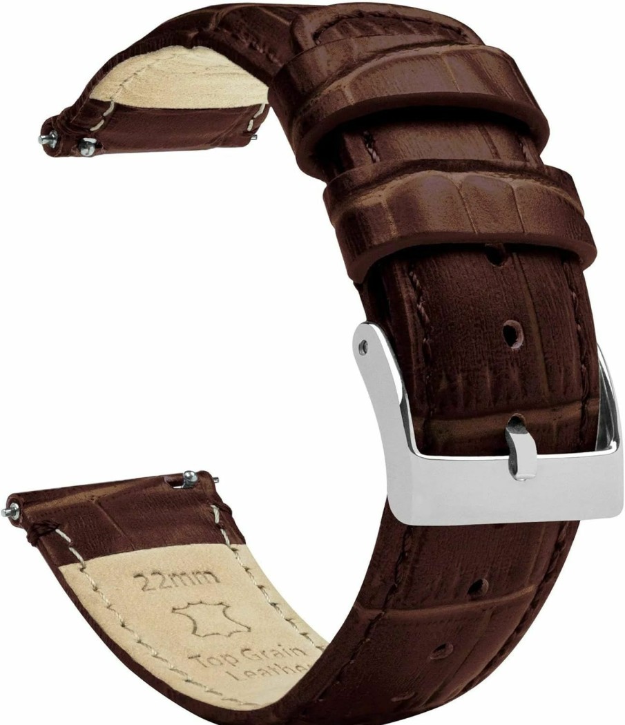 New BARTON WATCH BANDS 14Mm Coffee Brown - Barton Alligator Grain - Quick Release Leather Watch Bands