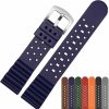 Hot Strapseeker Laser Dice Quick-Release Fkm Rubber Watch Strap- Replacement Watchband With Silver Buckle- Wristwatch Band For Men & Women- Colors: Black, Green, Blue, Brown, Grey, Red, Orange- Sizes: 20Mm, 22Mm