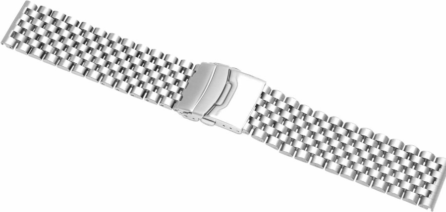 Wholesale SINAIKE High Grade Polished Brushed Stainless Steel 20Mm 22Mm Watch Band For Men Women Quick Release 3D 7 Beads Metal Watch Strap Double Locks Silver Black