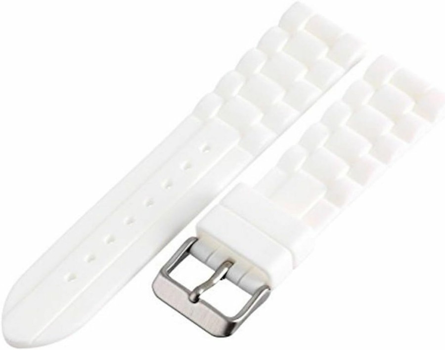 Hot Cuir De Lyon 18Mm White Rubber Waterproof Sport Diver Watch Band Strap