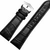 Clearance ODETOJOY 25Mm Watch Band Black Genuine Leather Strap Brown Silver Steel Buckle Watchbands For Men