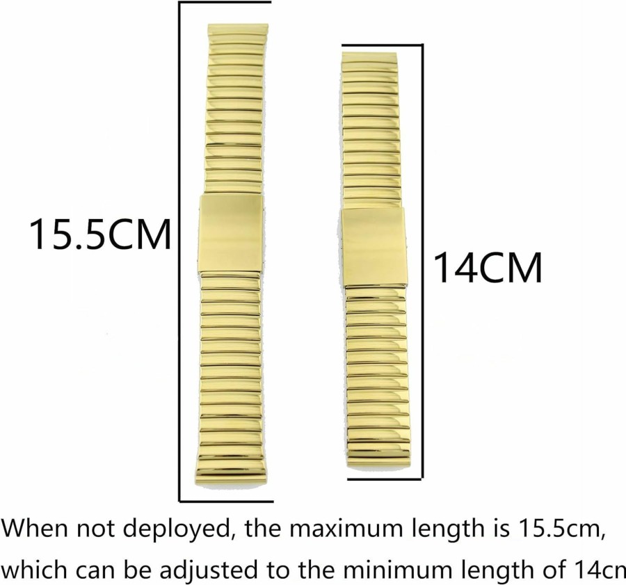 Best QINGQIAN Gold Stainless Steel Comfortable Stretch Watch Band,Not Expanded To 6.1 Inches,Straight End Without Buckle