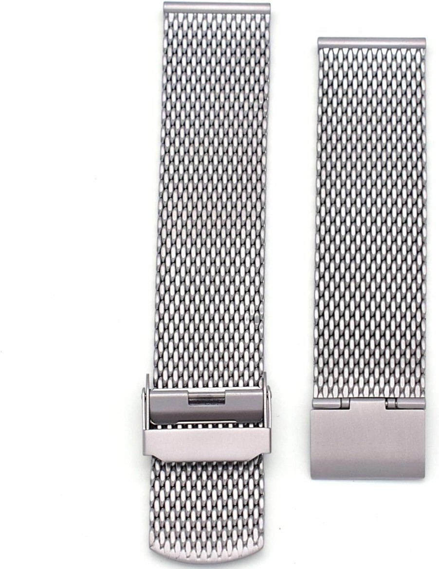 Hot THEAGE Theage Stainless Steel Thick Mesh Strap Men'S 22Mm Strap With Sandblasted Matte Finish