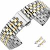 New HEYOZURY Stainless Steel Watch Band Metal 22Mm 16Mm 18Mm 19Mm 20Mm 21Mm 24Mm Metal Strap For Women Men Premium Polished Brushed With Straight & Curved End Replacement Bands