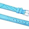 New Cuir De Lyon Gorgeous 12Mm Blue Stitched Padded Croco Grain Genuine Leather Band