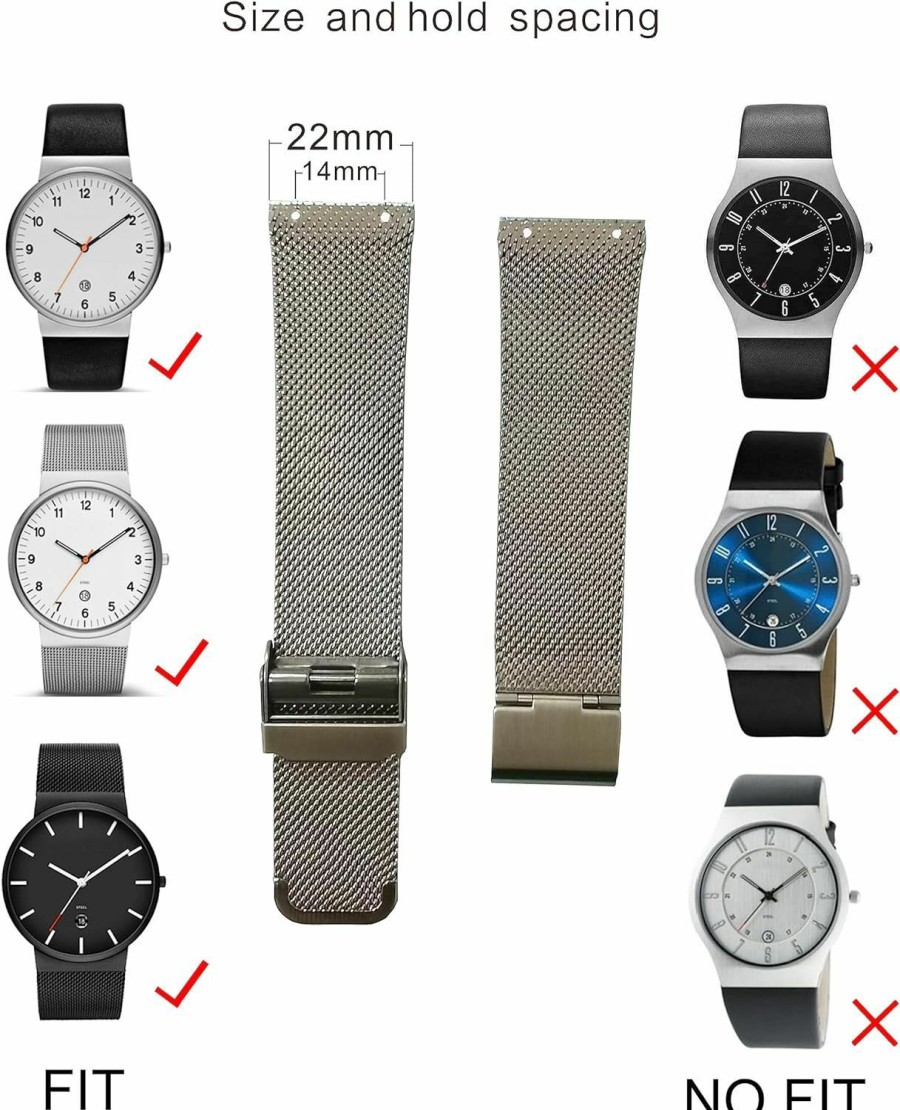 Online NZZXTO Nzzxto Replacement Watch Band For Skagen Uni Watch With Screw Slim Strap 22Mm-20Mm (Hole Spacing 14Mm)