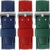 Wholesale Strapseeker Graham Perforated Vintage Rally Rubber Watch Bands 20Mm 22Mm- Watch Bands For Men & Women- Replacement Waterproof Watch Straps Suitable For Sports & Dive Watches -Black, Blue, Green, Red, Orange