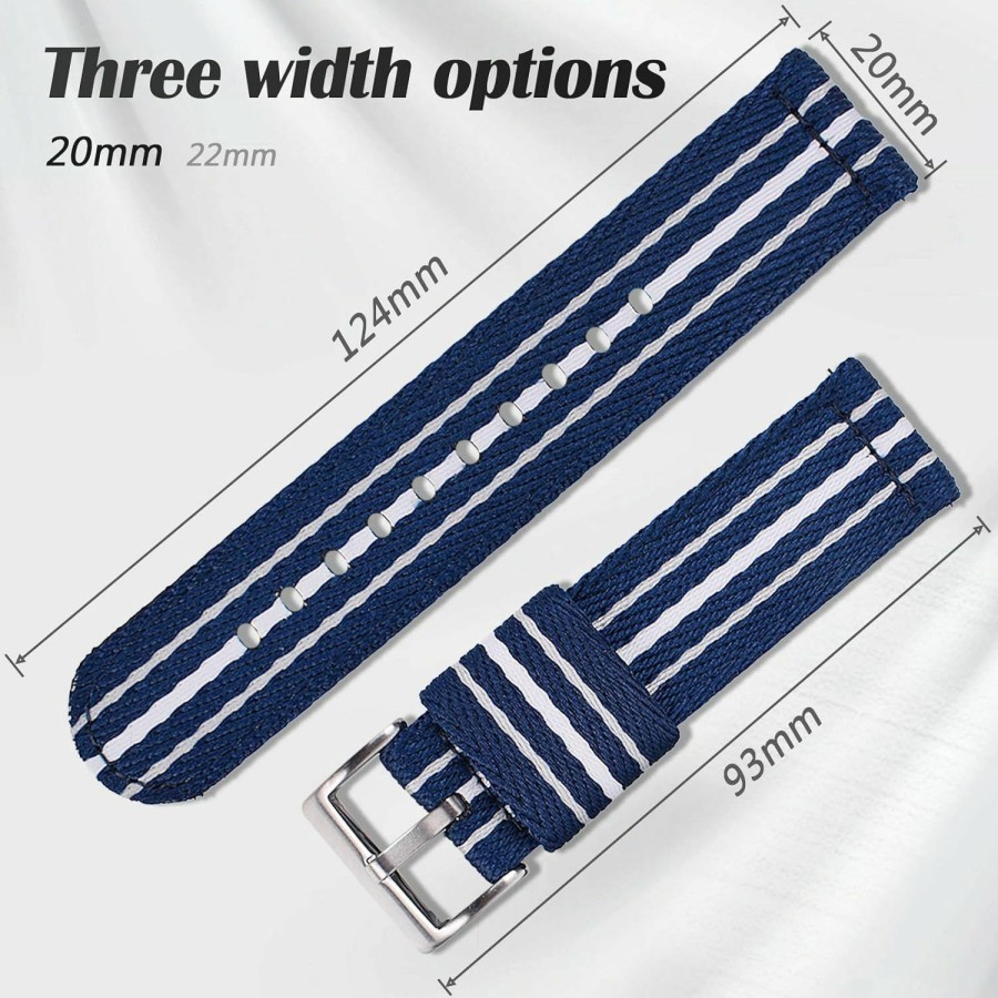 Clearance uEmoh Quick Release Nylon Watch Bands In Multiple Colors & Widths (20Mm, 22Mm) For Men And Women