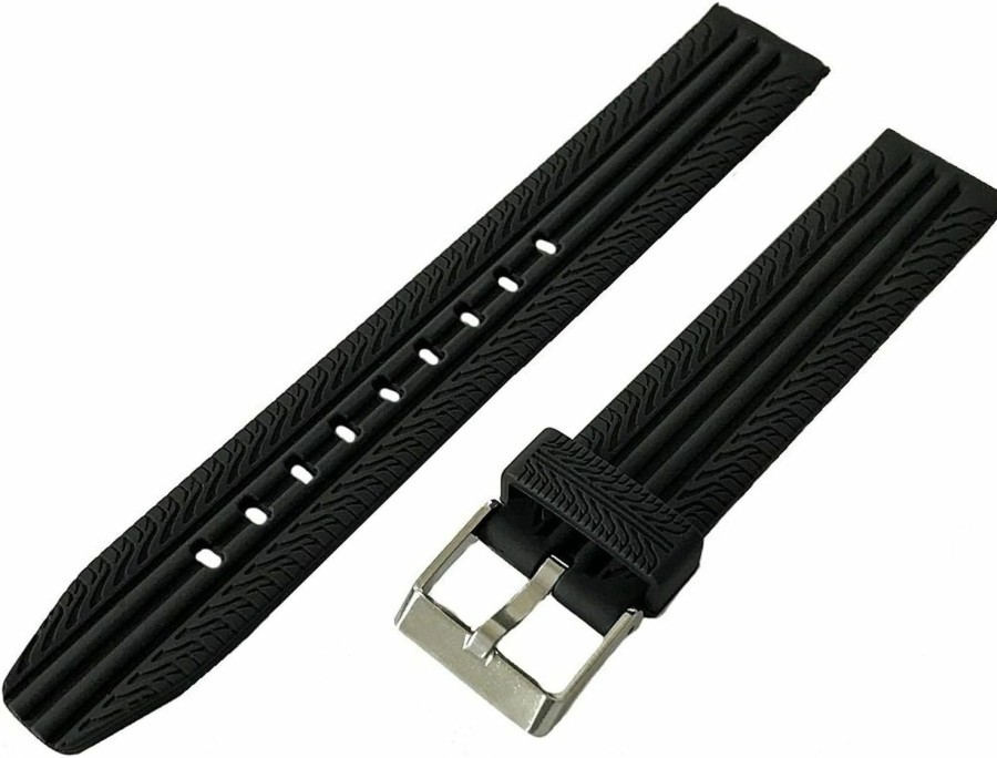 Best Voguestrap Voguestrap Tx54418Bk Allstrap 18Mm Black Regular-Length Tire Thread Silicone Sport Watchband