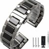 Hot Amazon Stainless Steel Ceramic Watch Band Links 20Mm Watch Wrist Bands Mens Watch Bracelet With Butterfly Buckle