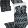 New HARFINGTON Harfington Black Grey Nylon Striped Watchband 22Mm Width Premium Nylon Strap, Soft And Comfortable Replacement Canvas Watch Band