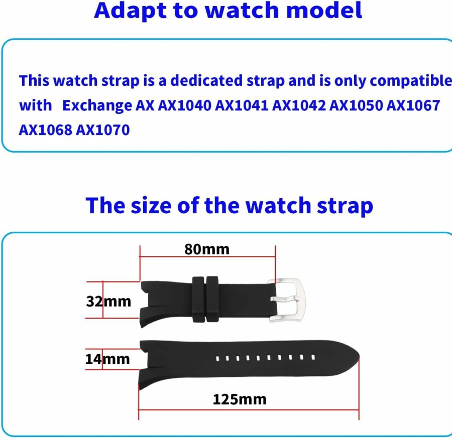 Clearance MMBAY Mmbay 22Mm Rubber Watch Bands Replacement Fit For Armani Exchange Ax Ax1040 Ax1041 Ax1042 Ax1050 Ax1067 Ax1068 Ax1070 Silicone Strap Wirstband For Men And Women Waterproof Bracelet Watch Accessories