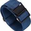 Clearance BINLUN Binlun Elastic Fabric Nylon Watch Band Waterproof Military Replacement Watch Strap Hook-And-Loop For Men Women Silver & Black Buckle 18/20/22Mm