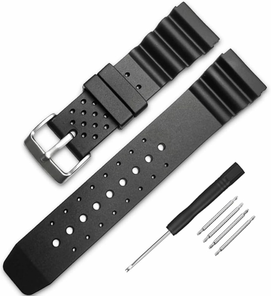 Best Narako Black Silicone Rubber Divers Watch Band Replacement Strap 18Mm 20Mm 22Mm