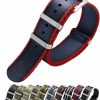 Hot Strapseeker Superior Nylon Seatbelt Watch Strap - Top-Notch Ballistic Nylon Watch Band For Men & Women- Heavy Duty Stainless Steel Buckle- Compatible With Most Watches- Black, Blue, Green, Beige, Navy And Striped Colors- 20Mm & 22Mm